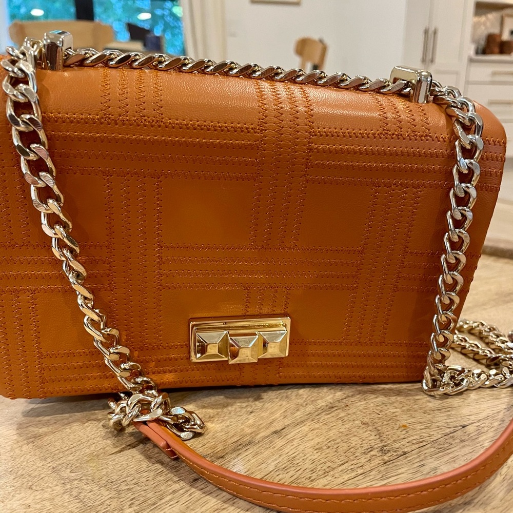 Zara orange gold chain bag